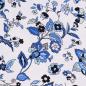 Preview: Stoff Viskose Jersey Blumenmuster Ranken Design weiß blau schwarz bunt Kleiderstoff Kinderstoff