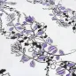 Preview: Fabric viscose jersey with flowers tendrils design white purple black dress fabric