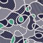 Preview: Fabric viscose jersey with nautical dots stripes cord design navy blue green white black dress fabric kids fabric