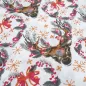 Preview: Stoff Baumwolle Popeline mit Hirsche Herzen Trachten Design weiß braun grau rot orange Kleiderstoff Blusenstoff Dekostoff