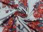 Preview: Stoff Viskose Jersey mit Blumen Rosen Design hellgrau grau rot Kleiderstoff