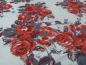 Preview: Stoff Viskose Jersey mit Blumen Rosen Design hellgrau grau rot Kleiderstoff