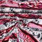 Preview: Fabric viscose jersey abstract leopard pattern design red fuchsia gray black white dress fabric