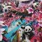 Preview: Fabric cotton jersey panda bear flowers car design pink pink red turquoise white black colorful children's fabric dress fabric