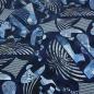Preview: Stoff Baumwolle Jersey mit abstrakten Patchwork Dynamic Design jeans blau grau weiß Kleiderstoff Kinderstoff