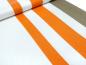 Preview: Stoff Viskose Jersey mit Bordendruck Blockstreifen orange taupé weiß Kleiderstoff