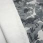 Preview: Stoff Baumwolle Sweatshirtstoff Dinos Dinosaurier Design grau weiß anthrazit Kinderstoff Kleiderstoff