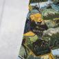 Preview: Stoff Baumwolle Sweatshirtstoff Mountain Wildlife Bär Elch Büffel Design grün braun blau gelb bunt Kinderstoff Kleiderstoff