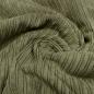 Preview: Stoff Cord mit Faux Fellabseite khaki oliv Breitcord Jackenstoff Mantelstoff