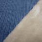 Preview: Stoff Cord mit Faux Fellabseite jeans blau Breitcord Jackenstoff Mantelstoff