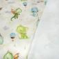 Preview: Stoff Baumwolle French Terry Sweatshirtstoff Sommersweat süße Drachen beige grün blau bunt Kleiderstoff Kinderstoff