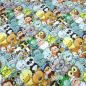 Preview: Stoff Baumwolle French Terry Sweatshirtstoff Crazy Animals Tiere mint multicolor bunt Kleiderstoff Kinderstoff
