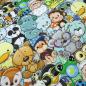Preview: Stoff Baumwolle French Terry Sweatshirtstoff Crazy Animals Tiere mint multicolor bunt Kleiderstoff Kinderstoff