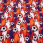 Preview: Stoff Baumwolle Jersey Fußball Soccer Bälle Design blau rot orange weiß schwarz Kinderstoff Kleiderstoff