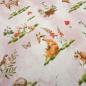 Preview: Fabric sweatshirt fabric alpine fleece side forest animals deer foxes mushrooms rabbits design pink colorful children's fabric dress fabric