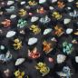 Preview: Fabric sweatshirt fabric with alpine fleece side Cute Dragons dragon design black gray red yellow green blue colorful children's fabric dress fabric