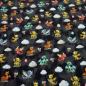 Preview: Fabric sweatshirt fabric with alpine fleece side Cute Dragons dragon design black gray red yellow green blue colorful children's fabric dress fabric