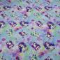 Preview: Stoff Sweatshirtstoff mit Alpenfleece Abseite Batik Einhorn Einhörner minze blau lila grün weiß orange bunt Kinderstoff Kleiderstoff