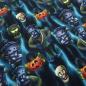 Preview: Stoff Baumwolle Jersey Halloween Zombie Kürbis Skulls Design schwarz grau orange khaki bunt Kinderstoff Kleiderstoff