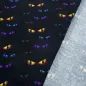 Preview: Stoff Baumwolle Jersey Cat Eyes Katzenaugen Halloween Design schwarz orange lila grün rot blau Kinderstoff Kleiderstoff