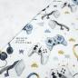 Preview: Fabric cotton French Terry summer sweatshirt fabric with gamepad virtual reality glasses headphones design white blue gray beige colorful children's fabric dress fabric