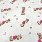 Preview: Fabric cotton jersey neon love hearts design white pink neon pink colorful dress fabric children's fabric