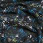 Preview: Stoff Chiffon Blusenstoff Blumenmuster Blätter Design schwarz petrol braun grün weiß Kleiderstoff