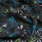 Preview: Stoff Chiffon Blusenstoff Blumenmuster Blätter Design schwarz petrol braun grün weiß Kleiderstoff
