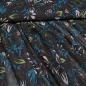 Preview: Stoff Chiffon Blusenstoff Blumenmuster Blätter Design schwarz petrol braun grün weiß Kleiderstoff