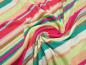 Preview: Fabric viscose jersey with horizontal stripes design red green pink multicolor striped dress fabric