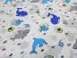 Preview: Stoff Baumwolle Jersey mit Wale Haie Fische Design grau blau türkis gelb bunt Kinderstoff Kleiderstoff