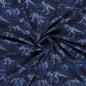 Preview: Stoff Baumwolle French Terry Sommersweatshirtstoff Dino Dinosaurier Design blau grau schwarz Kinderstoff Kleiderstoff