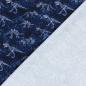 Preview: Stoff Baumwolle French Terry Sommersweatshirtstoff Dino Dinosaurier Design blau grau schwarz Kinderstoff Kleiderstoff