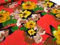 Preview: Fabric viscose elastic jersey with flowers blossoms design red brown yellow green black old pink dress fabric