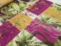 Preview: Stoff Viskose Jersey mit abstrakten Blumen Pflanzen Design grün orange fuchsia lila bunt Kleiderstoff