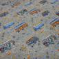 Preview: Stoff Sweatshirtstoff Alpenfleece Abseite Hippie Bulli Auto Van Design grau melange bunt Kinderstoff Kleiderstoff Hoodiestoff