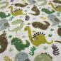 Preview: Fabric sweatshirt fabric alpine fleece side dinosaurs wool white melange green olive khaki colorful children's fabric dress fabric hoodie fabric