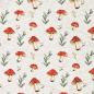 Preview: Fabric Sweatshirt fabric Alpine fleece Reverse side with mushrooms Fly agaric design Off-white melange red green colorful Children's fabric Dress fabric Hoodie fabric