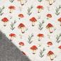 Preview: Fabric Sweatshirt fabric Alpine fleece Reverse side with mushrooms Fly agaric design Off-white melange red green colorful Children's fabric Dress fabric Hoodie fabric