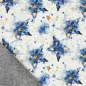 Preview: Stoff Sweatshirtstoff Alpenfleece Abseite mit Batik Sterne Design ecrú melange blau goldgelb bunt Kinderstoff Kleiderstoff Hoodiestoff