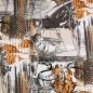 Preview: Stoff Viskose Jersey mit maritimen abstrakten Schiffe Segelschiff Motive Design braun beige orange weiß grau schwarz Kleiderstoff