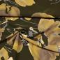 Preview: Fabric Chiffon blouse fabric with abstract large flower design dark green khaki ochre brown dove blue dress fabric