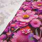 Preview: Stoff Viskose Jersey mit Blumenmuster Blüten Design pink rosa orange bunt Kleiderstoff Kinderstoff