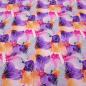 Preview: Stoff Baumwolle Jersey Blumen Blüten Design lila orange pink rosa bunt Kleiderstoff Kinderstoff