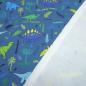 Preview: Stoff Baumwolle French Terry Sommersweatshirtstoff Dino Dinosaurier Design blau grün türkis Kinderstoff Kleiderstoff