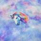 Preview: Fabric cotton jersey unicorn batik sky blue turquoise pink white colorful children's fabric dress fabric