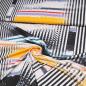 Preview: Stoff Viskose Jersey Streifen Zick-Zack Design wollweiß schwarz gelb flieder bunt Kleiderstoff Kinderstoff