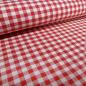 Preview: Stoff 100% Baumwolle Zefir 5 mm Karo rot weiß kariert Kleiderstoff Blusenstoff Dekostoff