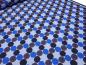 Preview: Stoff Softshellstoff mit 2 cm Punkte Kreise Design blau marine orange wasserabweisend Outdoorstoff Jackenstoff Mantelstoff Kinderstoff