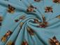 Preview: Fabric alpine fleece sweatshirt fabric alpine fleece dogs dog heads design petrol brown children's fabric clothing fabric hoodie fabric